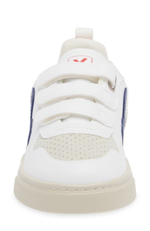 Shop Veja Kids' V-10 Sneaker In White/cobalt/pekin