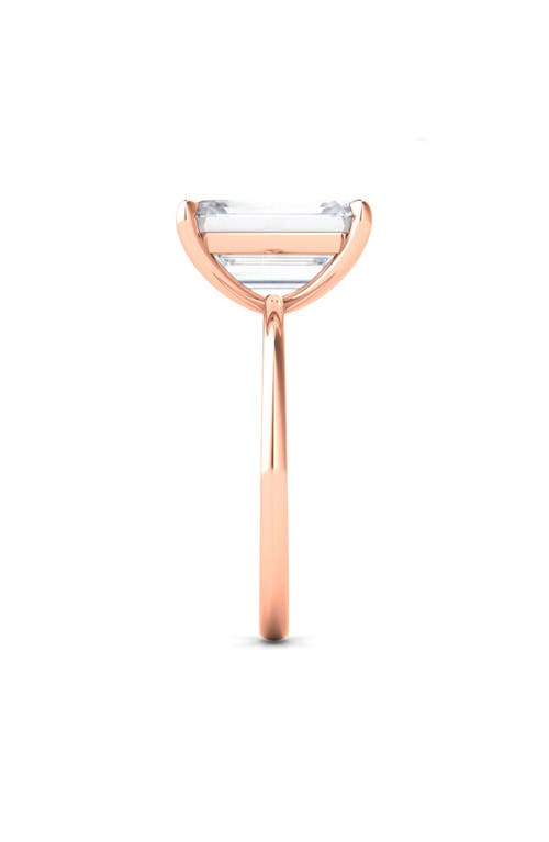 Hautecarat Emerald Cut Lab Created Diamond Ring In 2.00 Ctw 18k Rose Gold