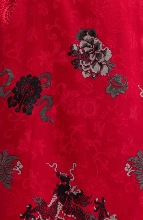 Shop Natori Imperial Dragon Satin Robe In Red