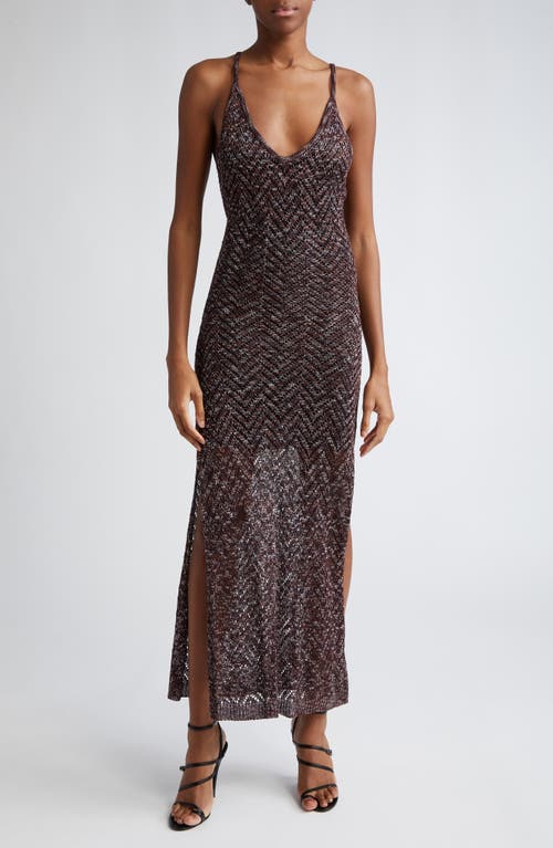 Missoni Scoop Neck Sleeveless Metallic Knit Chevron Maxi Dress Brown Tones Space-Dyed at Nordstrom, Us