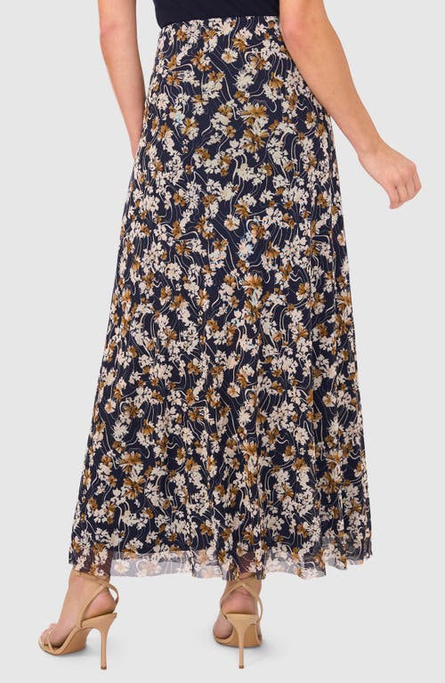 Shop Halogenr Halogen(r) Floral Pull-on Mesh Maxi Skirt In Classic Navy Blue Floral