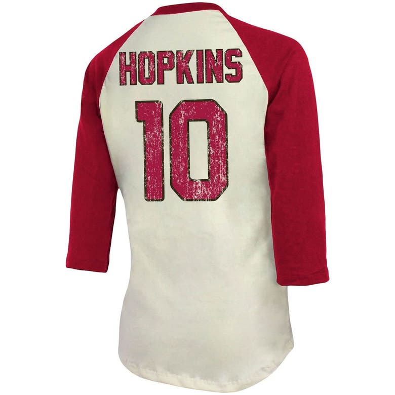 Men's Majestic Threads DeAndre Hopkins Cream/Cardinal Arizona Cardinals  Vintage Player Name & Number Raglan 3/4-Sleeve T-Shirt