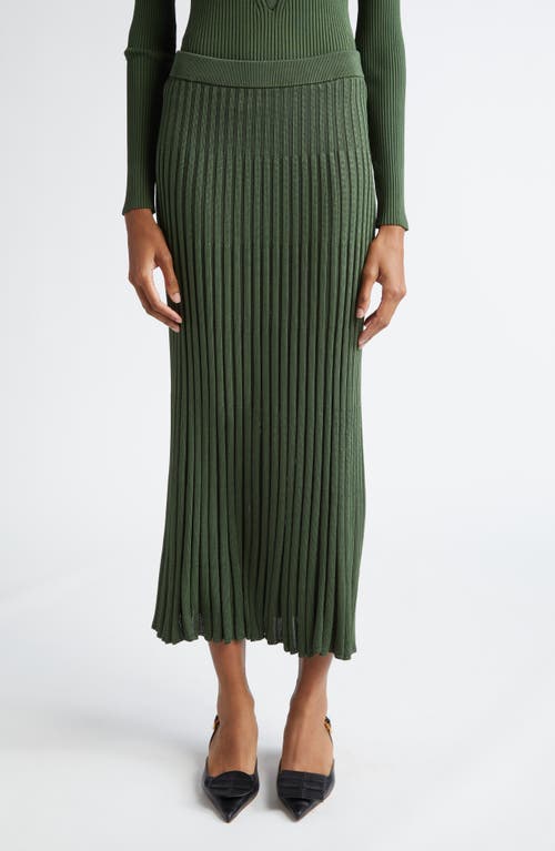 Shop Zimmermann Rib Midi Sweater Skirt In Forest