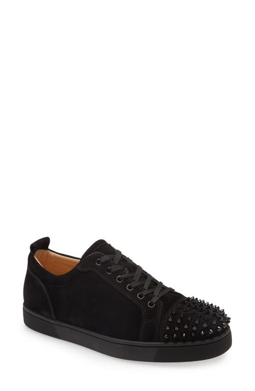 Shop Christian Louboutin Louis Junior Spikes Sneaker In Black/black/black