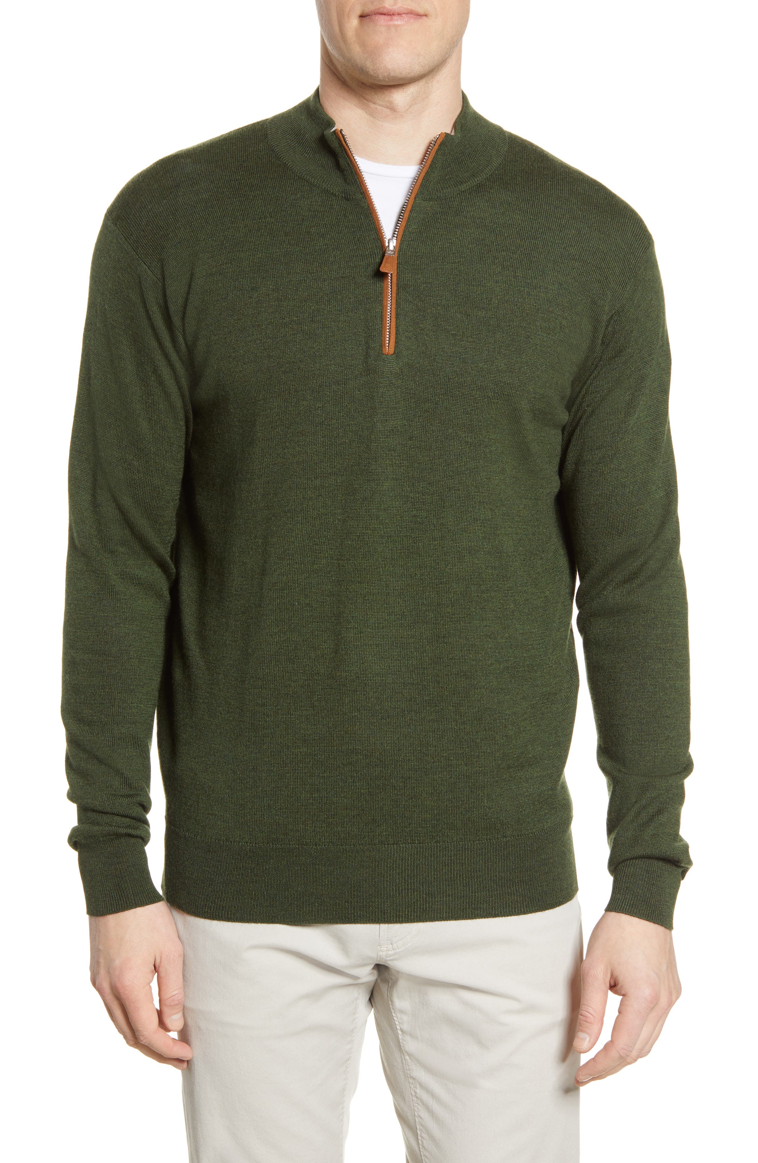 Peter Millar Crown Regular Fit Quarter Zip Pullover In Loden