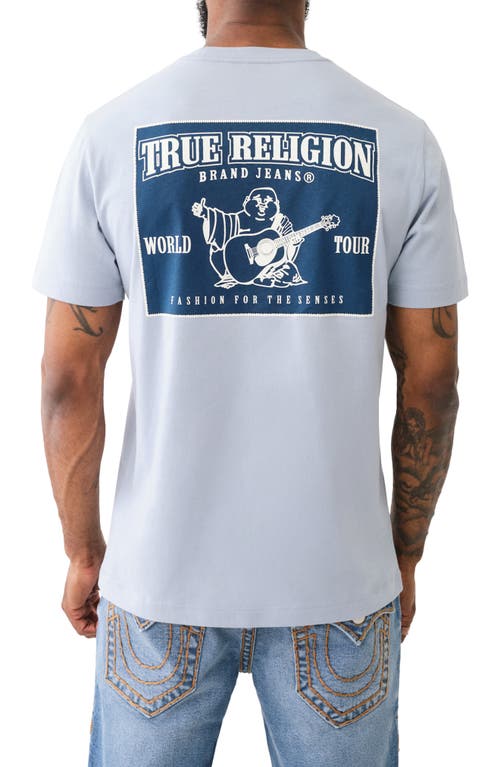 Shop True Religion Brand Jeans Ladder Stitch Cotton Graphic T-shirt In Sky Blue