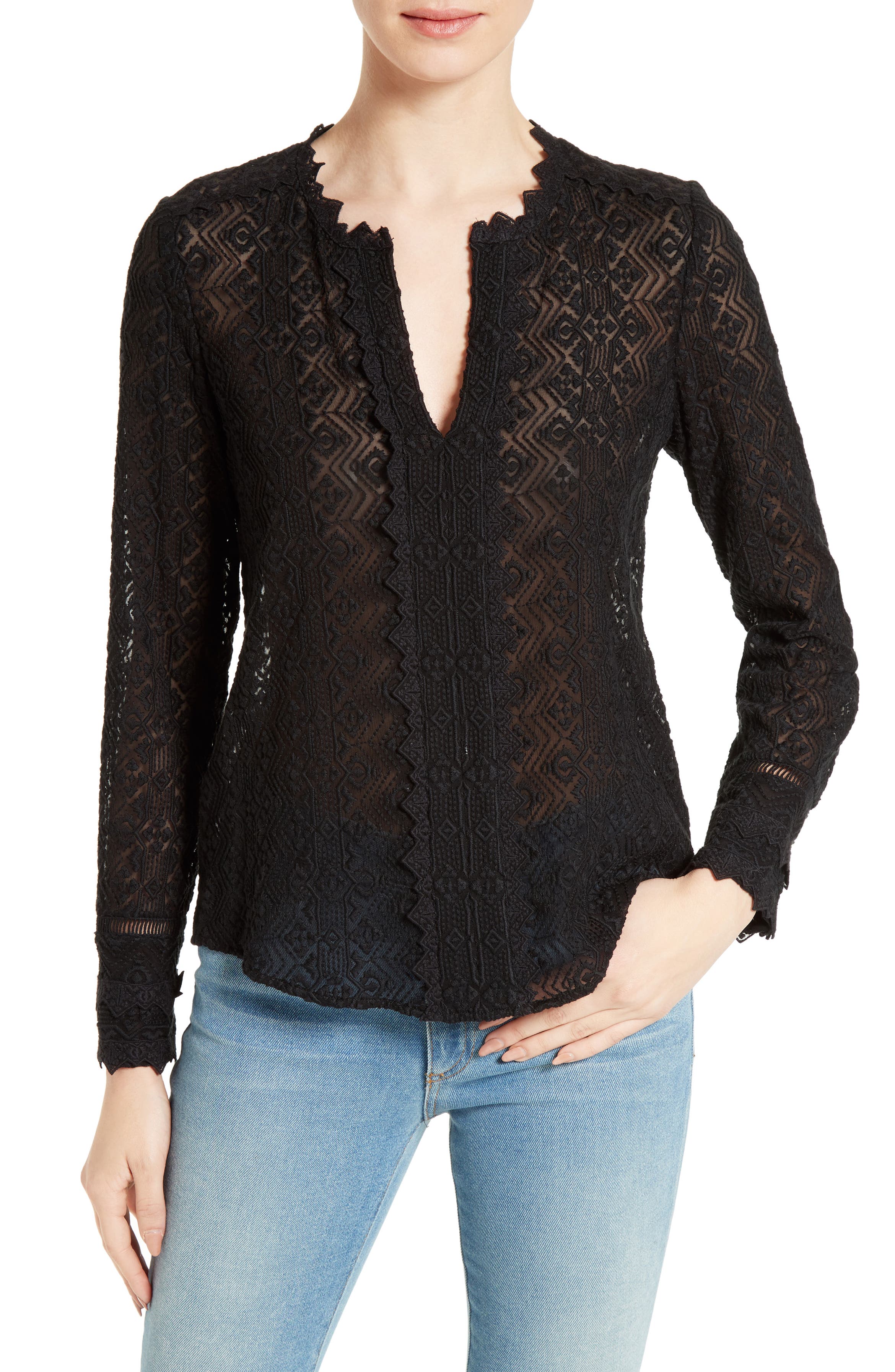 Rebecca Taylor Florence Silk Lace Blouse | Nordstrom