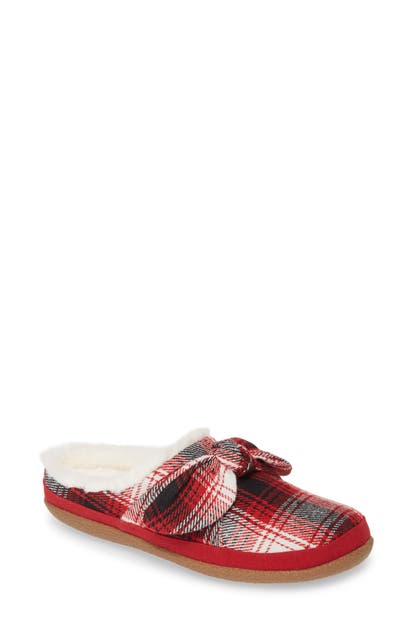 Toms Ivy Mule Slipper In Red/ Red Plaid Fabric