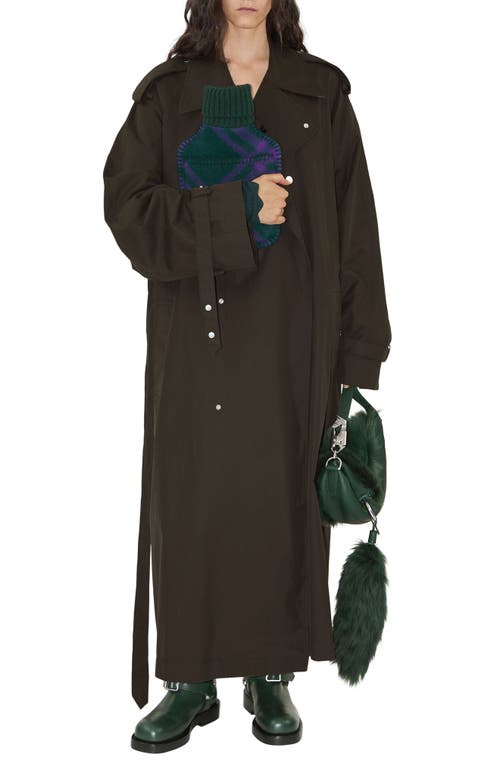 Kennington Oversize Water Resistant Trench Coat with Removable Faux Fur Trim in Otter