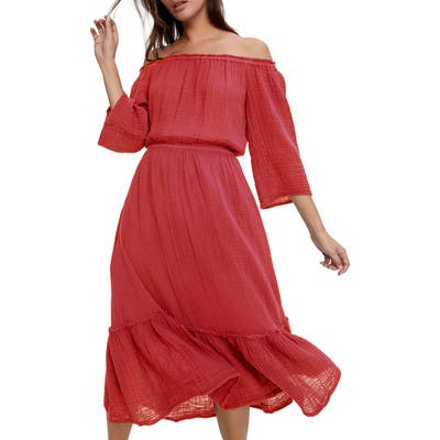 Michael Stars Anya Off The Shoulder Dress, Red