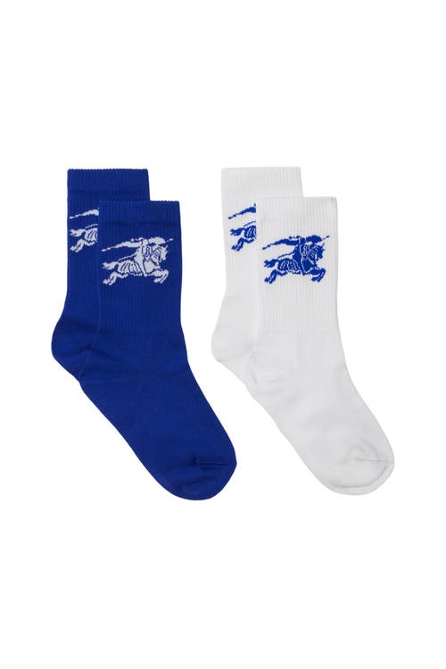 Shop Burberry Cotton Blend Two-piece Socks Set In Knight