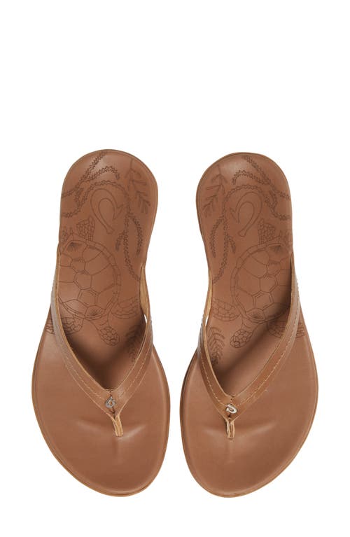 Shop Olukai Honu Flip Flop In Tan/tan Leather