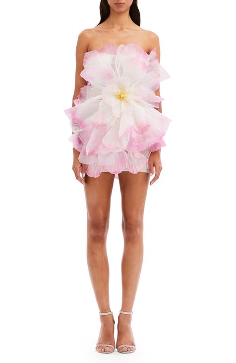 Floral Strapless Organza Minidress