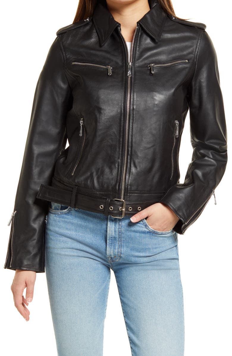 Sam Edelman Single Breasted Leather Moto Jacket | Nordstrom