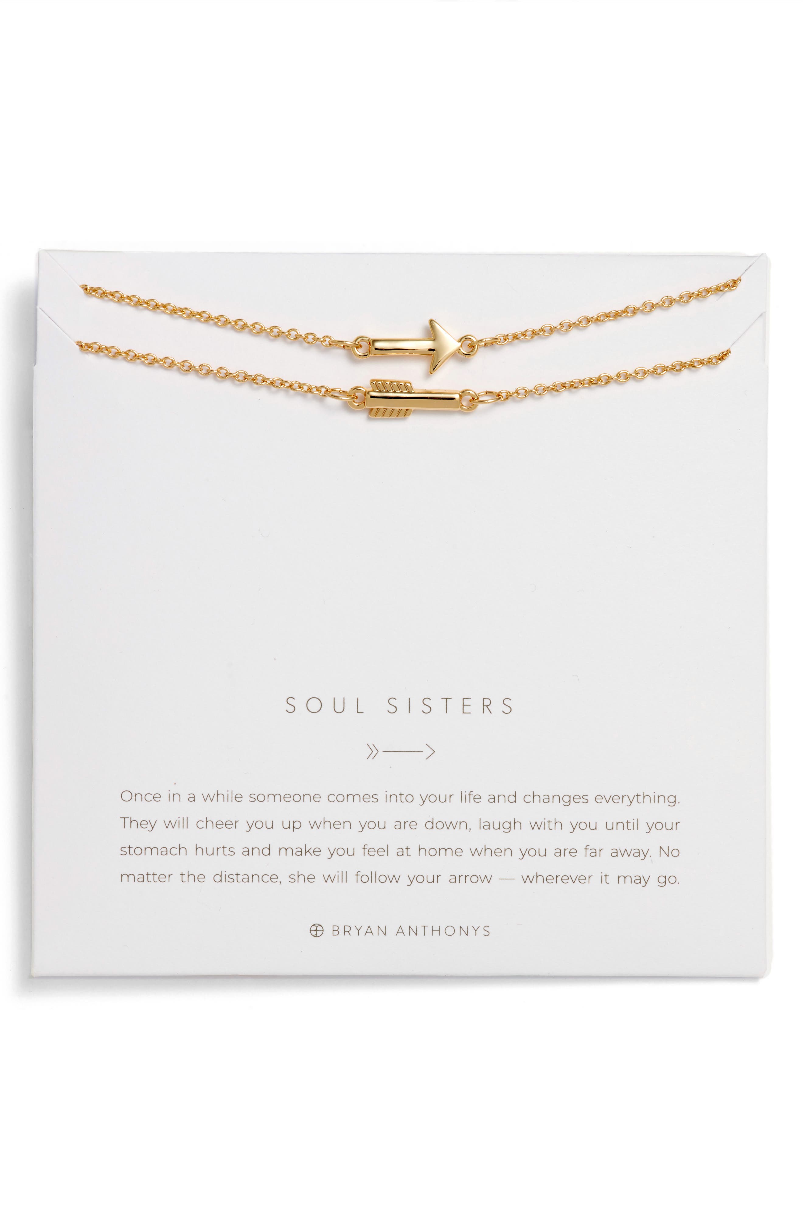 Bryan Anthonys Soul Sisters Set of 2 Arrow Pendant Friendship Necklaces in Gold at Nordstrom