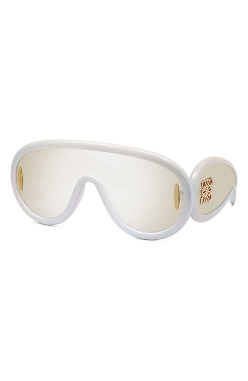 Shop Loewe Anagram 140mm Mirrored Shield Sunglasses In White/smoke Mirror