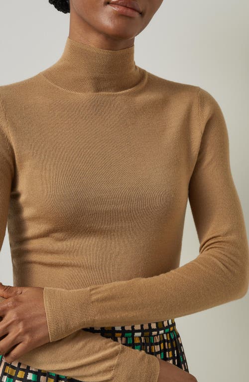 Shop Lk Bennett Allie Merino Wool Turtleneck Sweater In Camel