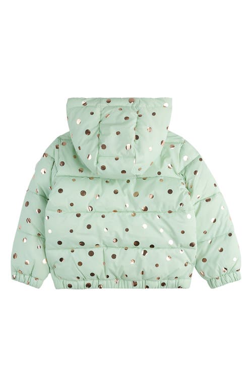 MILES THE LABEL MILES THE LABEL KIDS' METALLIC POLKA DOT HOODED PUFFER JACKET 