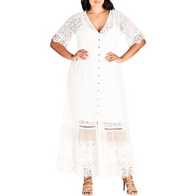 Plus Size City Chic Summer Lace Maxi Dress, Ivory