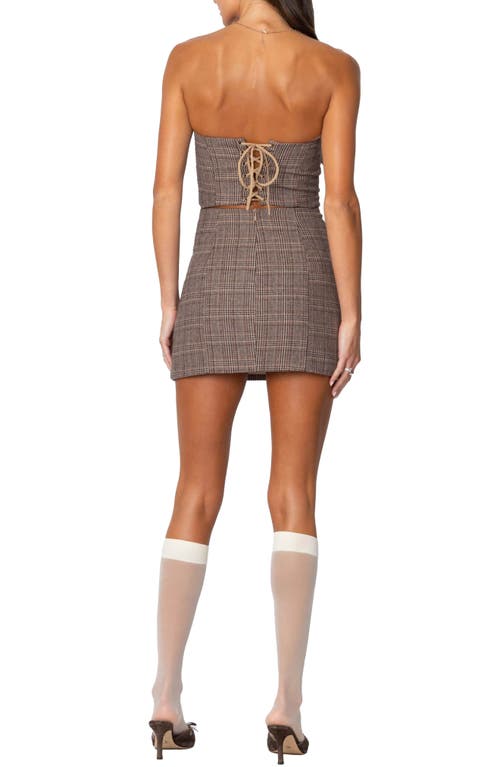 EDIKTED EDIKTED BOSS MODE STRAPLESS PLAID MINIDRESS 