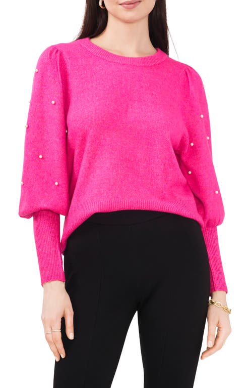 Imitation Pearl Juliet Sleeve Sweater in Paradox
