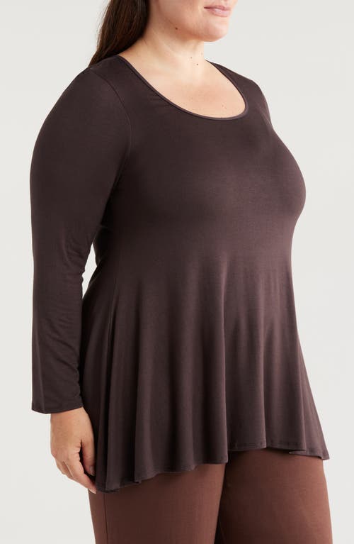 Shop 24seven Comfort Apparel Swing Asymmetric Hem Tunic Top In Brown