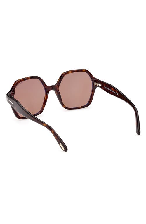 Shop Tom Ford Romy 56mm Polarized Geometric Sunglasses In Shiny Dark Havana/brown