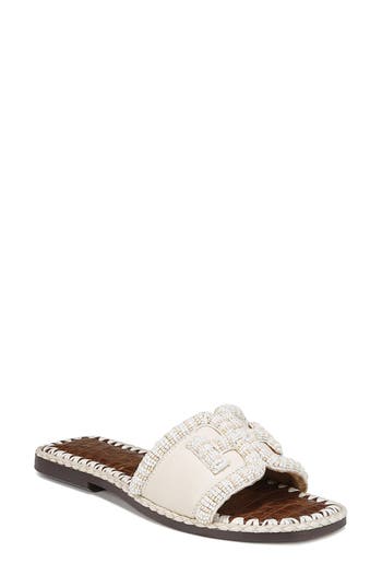 Sam Edelman Fitz Slide Sandal Ivory Leather In Ivory