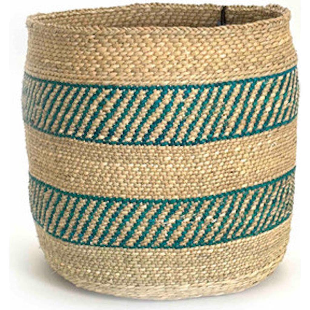Mbare Turquoise Stripe Iringa Basket In Turquoise Stripe