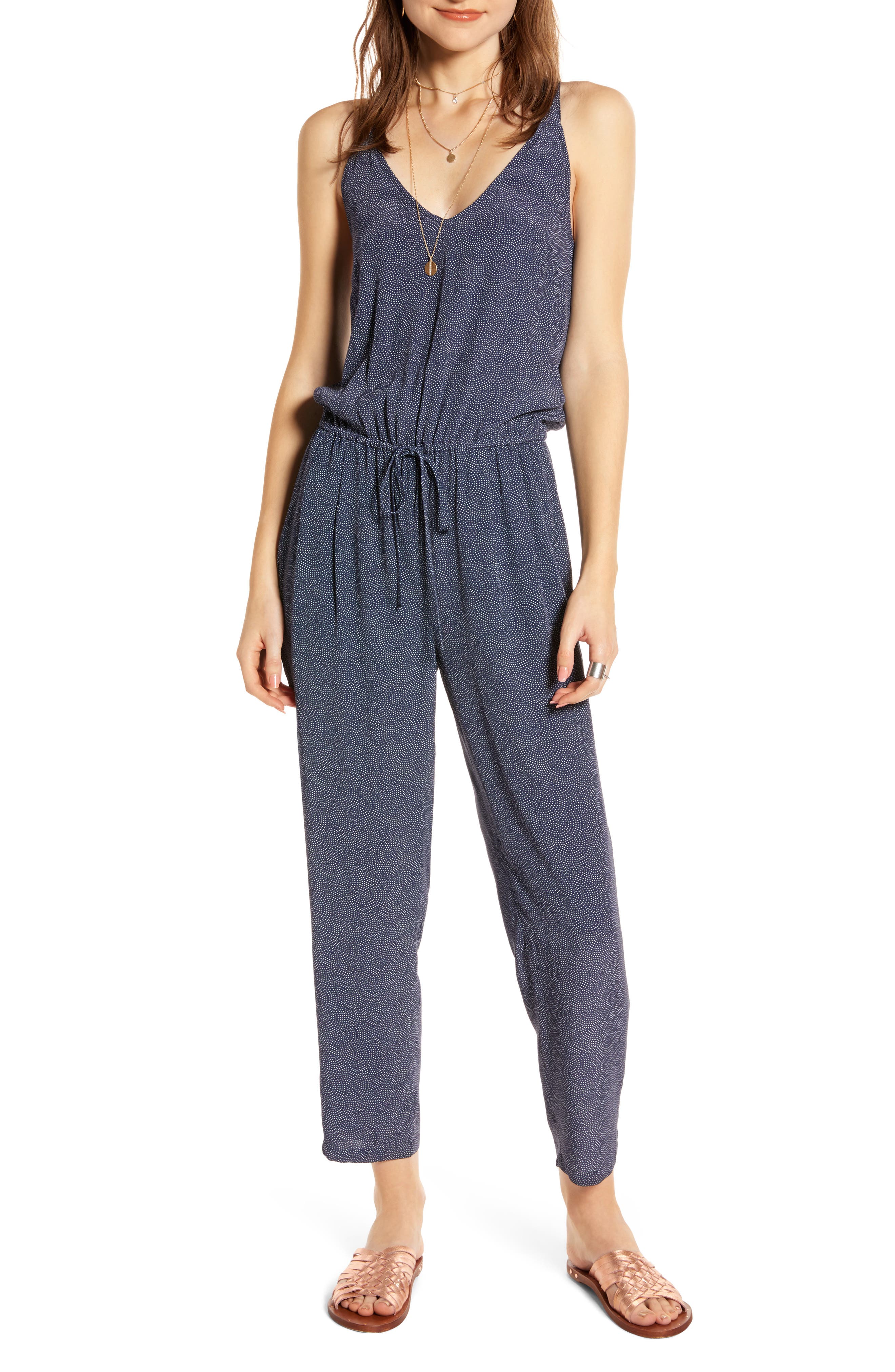 Treasure & Bond Drawstring Jumpsuit, Blue