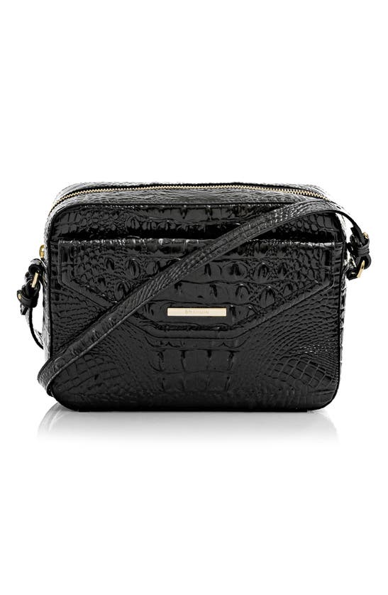 Brahmin Shea Croc Embossed Leather Crossbody Bag In Black