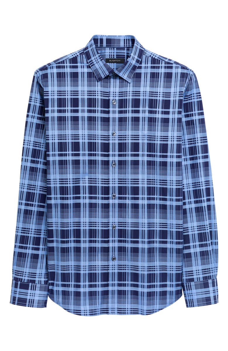 Bugatchi Shaped Fit Plaid Stretch Cotton Button-Up Shirt, Alternate, color, 