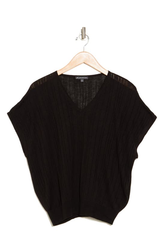 ADRIANNA PAPELL ADRIANNA PAPELL V-NECK VERTICAL RIB SWEATER