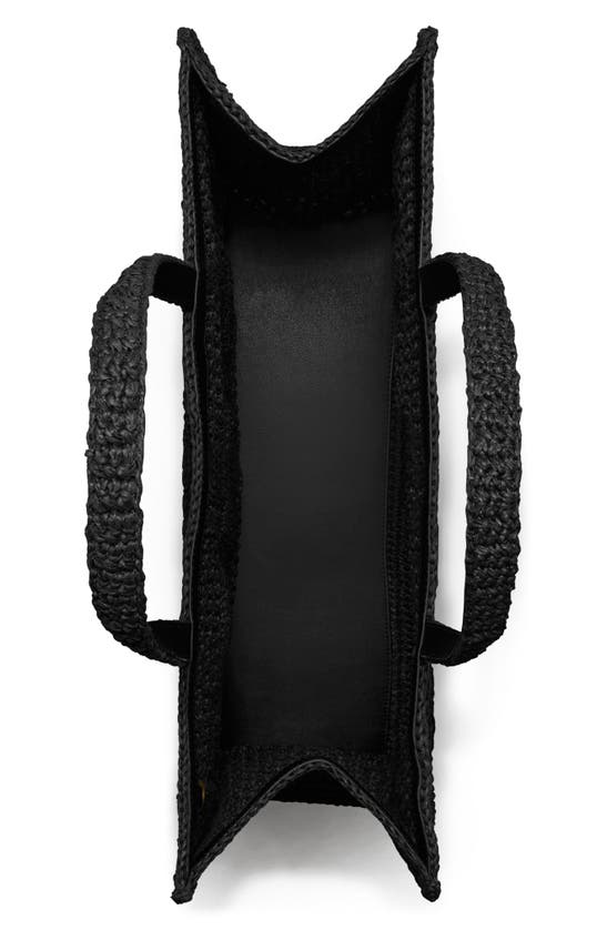 Tory Burch Ella Logo Embroidered Crochet Tote Bag In Black