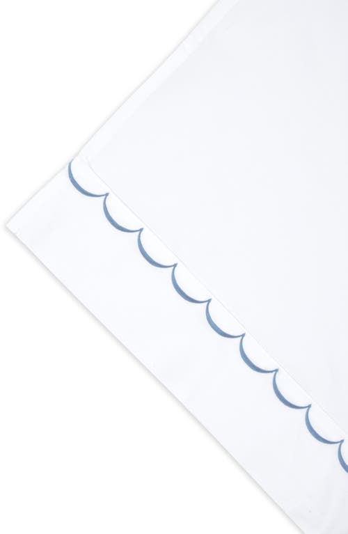 Melange Home Scalloped Edge Embroidered 600 Thread Count Pillowcases In White/blue