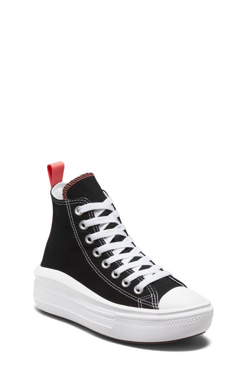 Converse Kids'  Chuck Taylor® All Star® Move High Top Platform Sneaker In Black/pink Salt/white