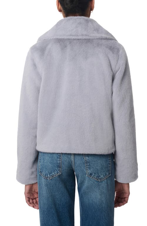 Bernardo Short Faux Fur Coat In Dusty Blue