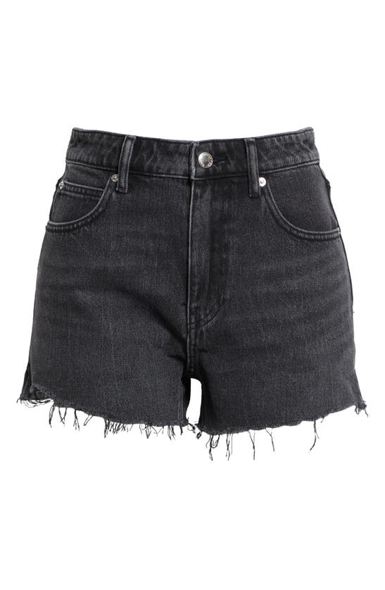 Shop Alexander Wang Bit High Waist Cutoff Denim Shorts In Grey Aged