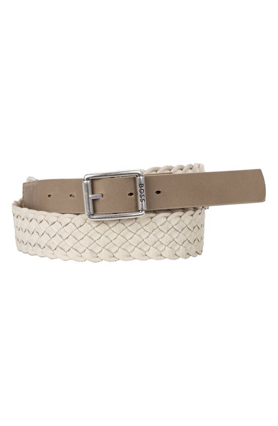 Shop Hugo Boss Jowen Braided Elastic Belt In Medium Beige