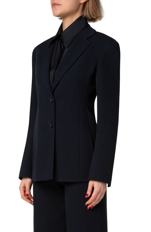 Shop Akris Walker Fitted Cotton Double Face Blazer In Black