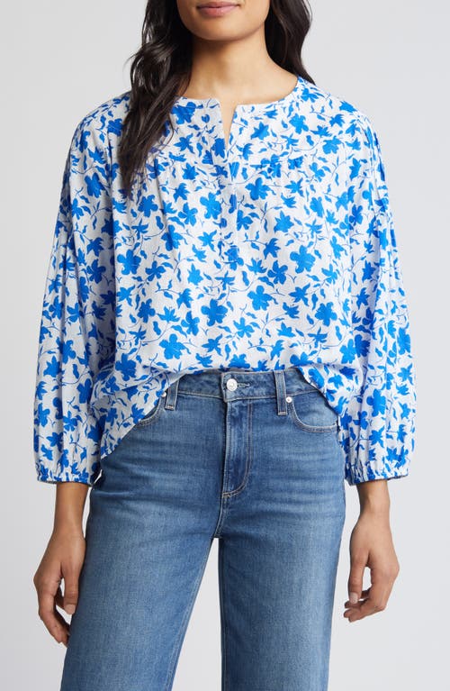 caslon(r) Pintuck Pleat Top in White- Blue M Orchid Float