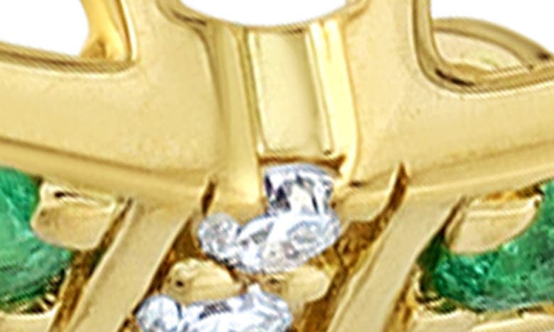 Shop Bony Levy El Mar Emerald & Diamond Hoop Earrings In Gold/ Diamond/ Emerald