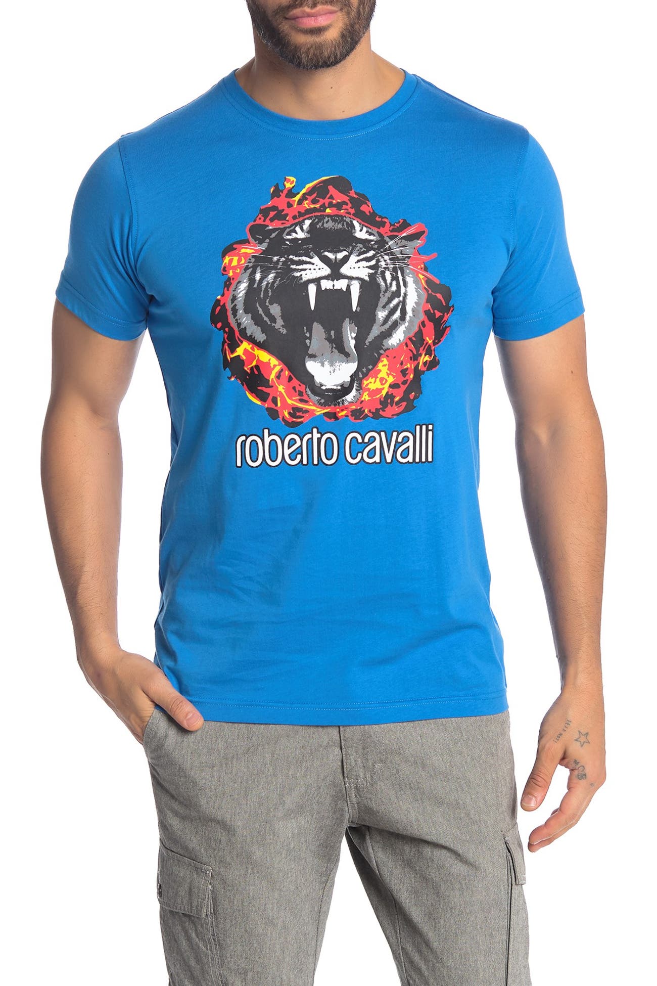 Roberto Cavalli | Leopard Front Graphic Short Sleeve T-Shirt ...