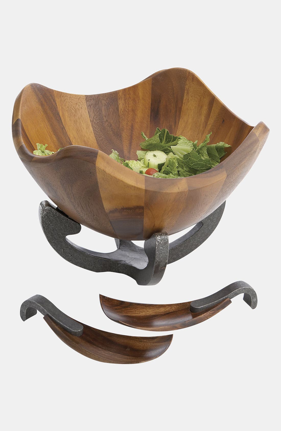 Nambé Anvil Scroll Wood Salad Bowl & Servers Nordstrom
