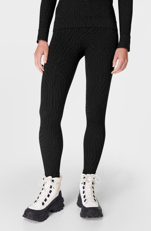 Sweaty Betty Animal Jacquard Base Layer Leggings in Black Zebra Lines Jacquard 