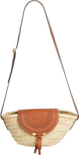 Chloé Small Marcie Leather & Raffia Crossbody Bag | Nordstrom