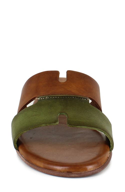 Artisan Crafted By Zigi Allony Leather Flat In Multi Brown/green