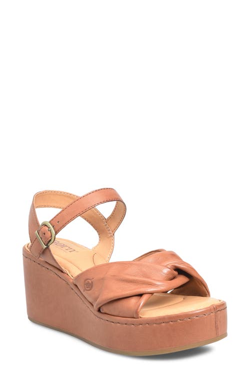 Marchelle Ankle Strap Platform Wedge Sandal in Brown Leather