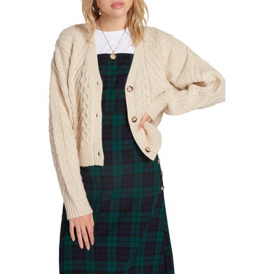 Volcom Bettergetter Cable Cardigan, Beige