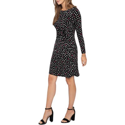 Nic+Zoe Pop Dot Long Sleeve Dress, Black
